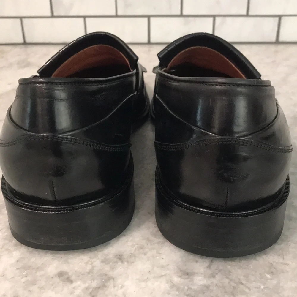 Bostonian Loafers Mens 13 Black Tassel Leather Shoes Luxe Made in Italy Classic - Picture 4 of 10